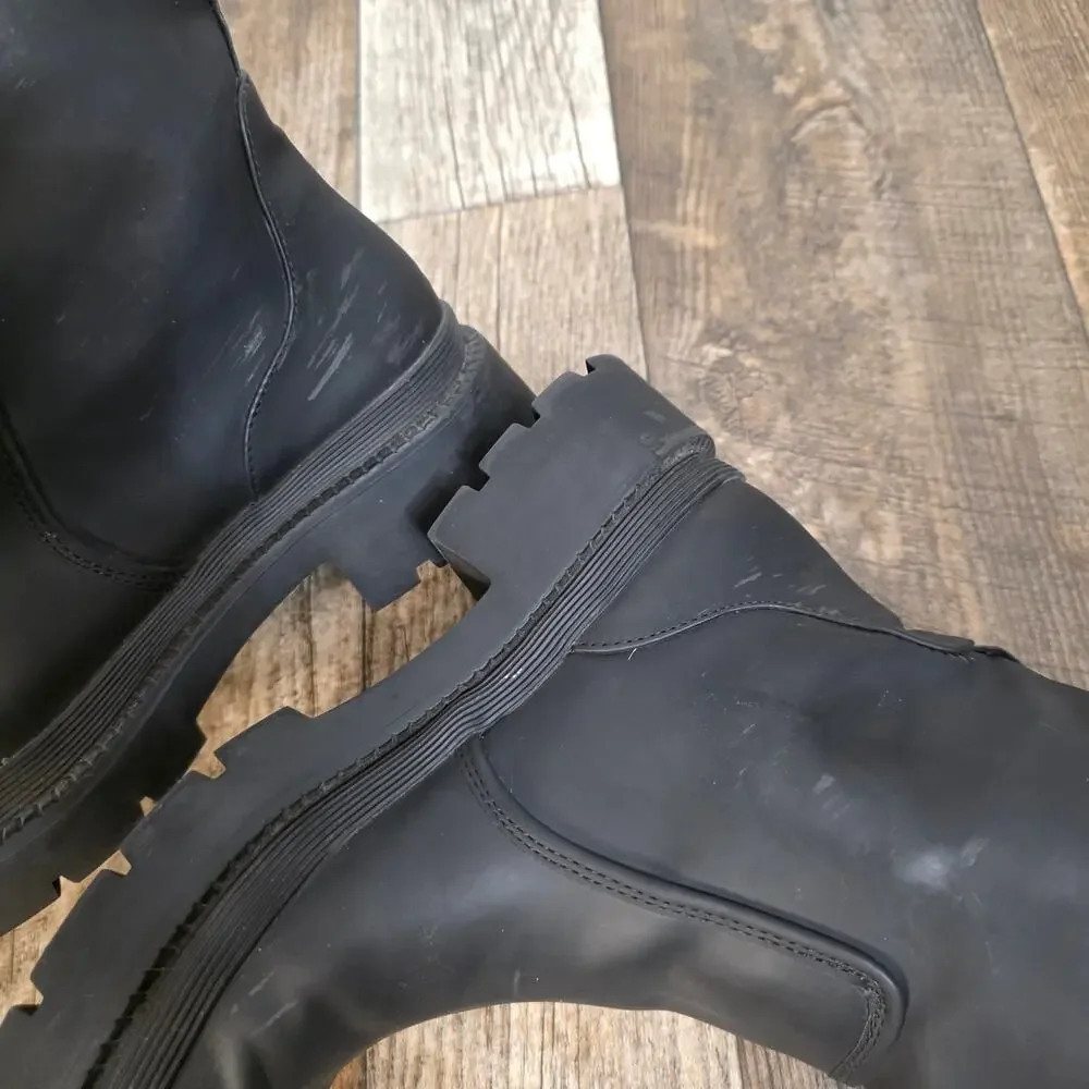 Zara Blogger Favorite Knee High Boots Chunky Platform Lug Sole Size 41 Rain